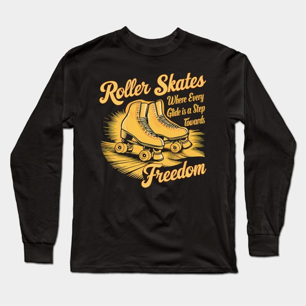 Orange and Black Roller Skates: A Symbol of Freedom and Joy Long Sleeve T-Shirt by PopArtyParty